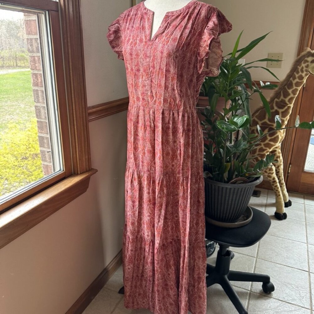 Sweet Magnolia Maxi Dress, Womens L, Multi-Tiered with Ruffled Cap Sleeve, NWT